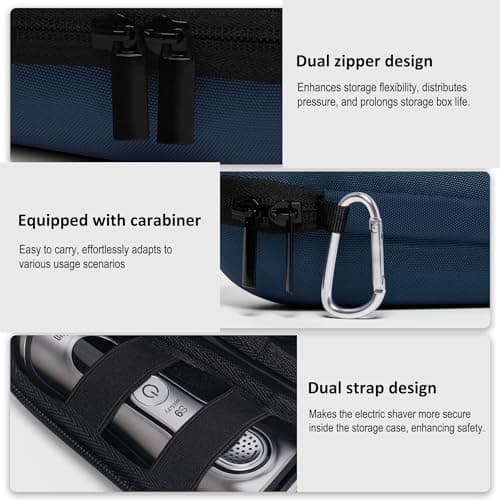 Travel Case for Braun Series 3/5/6/7/8/9 Electric Shaver, Hard EVA Storage Bag with Double Straps, Portable Protective Organizer for Men's Electric Shaver, Charger and Accessories, Light Blue — view 4