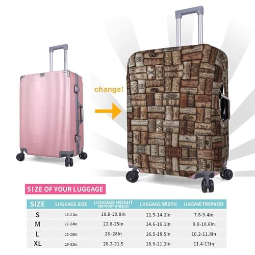 Wine Cork Printing Large Suitcase Cover, Elastic Suitcase Cover with Zipper, Protects Luggage During Travel — view 6