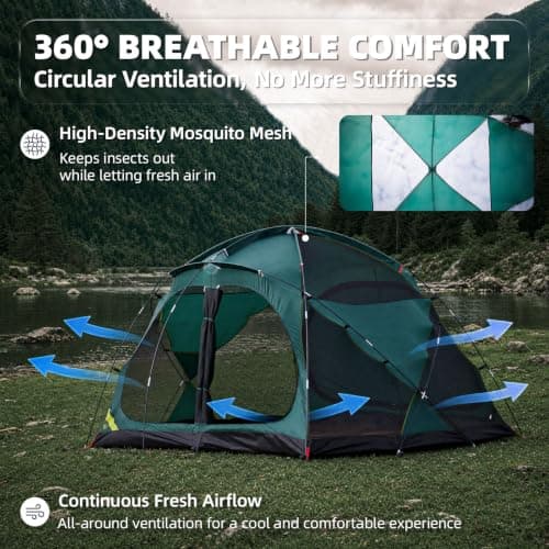 EchoSmile 4 Person Tents for Camping Waterproof Spacious Family Dome Tent — view 5
