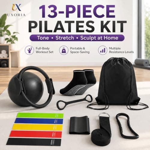 13 Piece Pilates Ring Set for Women, Full Body Pilates Equipment Kit with Resistance Bands, Exercise Ball & Accessories, Home Workout Fitness Set for Core Strength, Flexibility, Toning & Body Shaping — view 2