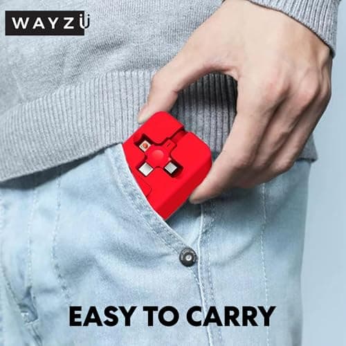 Wayzu® Multi Charging Retractable Cable with Phone Stand, 4 in 1 USB Charger Cord with Type C, Micro USB and iPhone Connector, Fast Charging and Data Cable for Travel and Everyday Use — view 6
