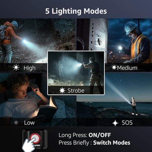 Lepro Lighting Ever LED Torch Rechargeable, Adjustable Focus Flashlight — view 5