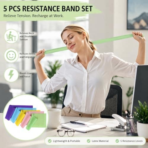 5 Pack Resistance Bands 18M Long Exercise Bands Physio Bands Stretch Bands Yoga Pilates Home Travel Workout suitable for all fitness levels — view 4