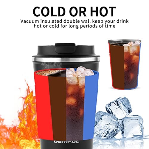 GEMFUL 380ml Insulated Travel Coffee Mug Stainless Steel Coffee Cup 2pack — view 5
