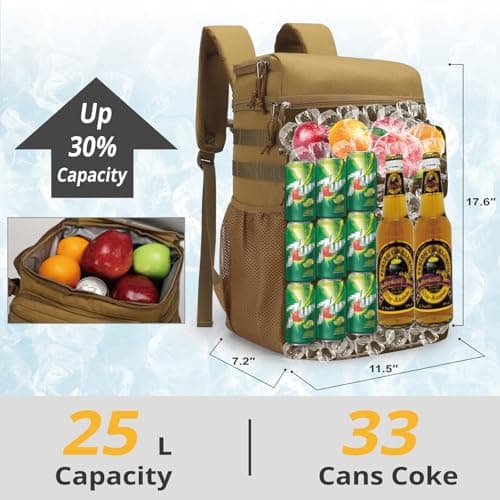 Tactical Backpack Cooler,Soft Lightweight Leakproof Cooler Backpack,Insulated Cooler Bag,Portable Soft Cooler Bag Water Resistant for Beach, Travel, Camping, Picnic, Hiking — view 4