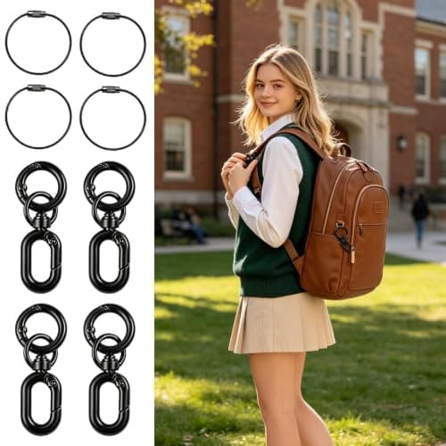 8 Pack Alloy Anti Theft Double Opening Carabiner Zipper Lock Clip — view 3