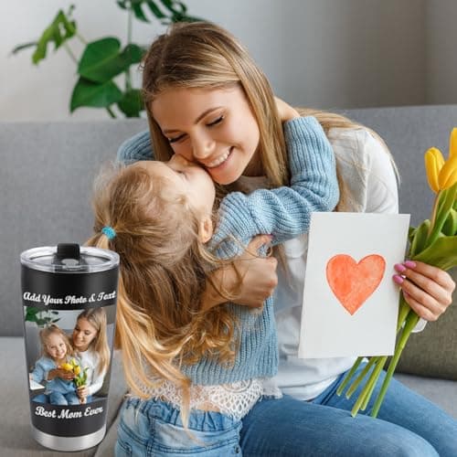 Personalised Coffee Tumbler with Photo & Text – 590ml (20oz) Custom Stainless Steel Travel Mug with Lid – Thoughtful Custom Gift for Mum, Dad, Family & Friends — view 6