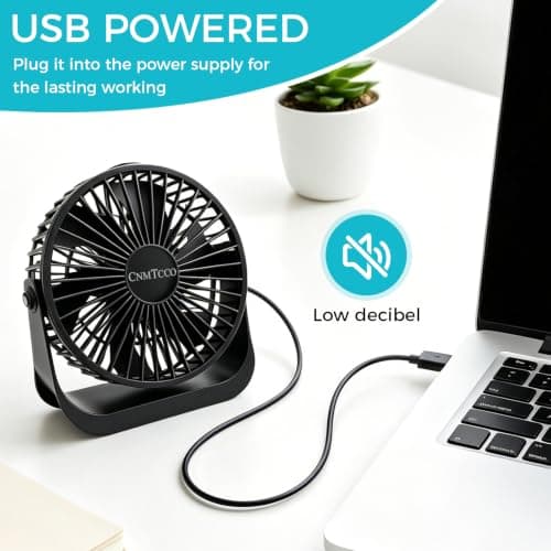 CNMTCCO Desk Cooling Fan, 7inch USB Powered Fan for Bedroom, 3 Speeds Quiet Portable Table Fan, 360° Rotatable Personal Mini Desk Accessories for Home Office Travel — view 6