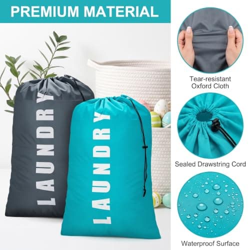 Kaaeiccr Travel Laundry Bags, 2 Pcs Large Drawstring Oxford Storage Pouches — view 5