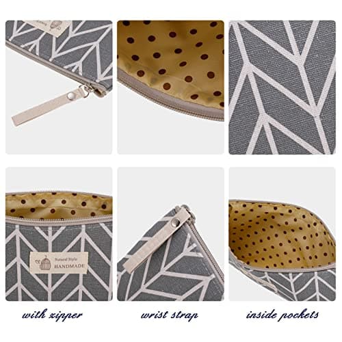 Firtink Canvas Cosmetic Bag, 3 PCS Small Make Up Bag, Printed Makeup Bag Pouch Multifunctional Travel Toiletry Bag with Zipper for Women and Girls Mothers Day Gifts — view 2