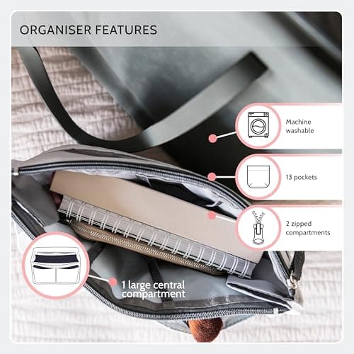Periea 'Chelsy' Premium Handbag Organiser Insert: Structured Travel Pouch for Tote Bag, Purse Insert for Efficient Bag Organisation - Small, Leopard Silver — view 6