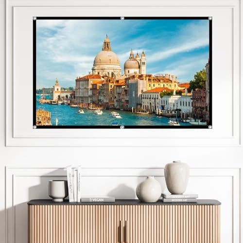 100 Inch Projector Screen, 16:9 HD Portable Projection Screen, Foldable Wrinkle Free Projector Screen with Hooks and Ropes for Indoor Home Theatre, School Presentations, Office Meetings and Outdoor Us — view 5