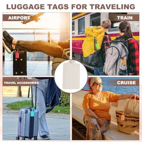 PATIKIL 2 Pcs Luggage Tags, PU Leather Travel Luggage Tags, White — view 6
