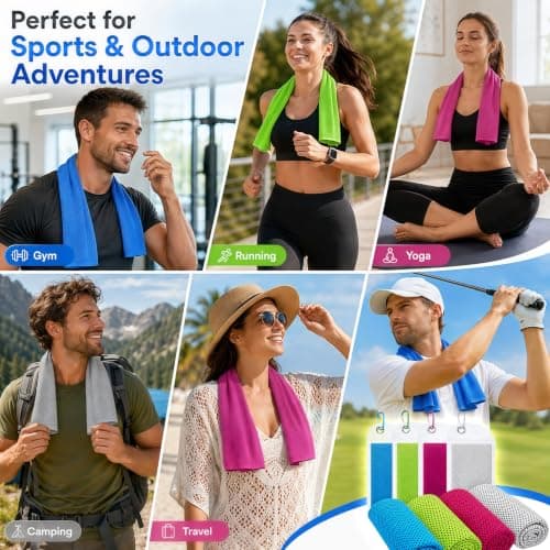 Aonuy 4 Pack Cooling Towels (40"x12"), Cooling Towels for Neck,Cool Towel, Cool Down Towel,UV Protection Soft Breathable for Golf,Sport,Running,Gym,Camping,Fitness,Workout & More Activities — view 6