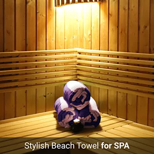 SweetNeedle Beach Towels for Adults Pack of 2 - Royal Blue-White Cabana Striped Classic - 100% Cotton Terry Ringspun Pool Towel, Quick Dry, Super Absorbent Swimming large towel, 76x152 cm — view 6