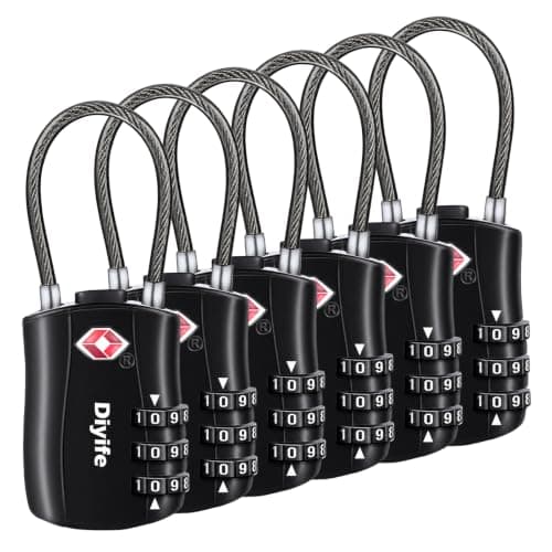 Diyife TSA Approved Luggage Locks with Flexible Steel Cable, Easy to Set up
