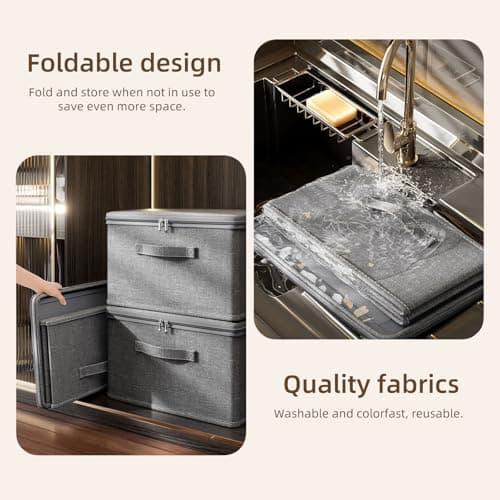 ACESOME Storage Box With Combination Lock, Collapsible Lid, Cationic Fabric Closet Organizer for Clothes, Jeans, T-shirts, Quilts, Sweater (30 x 20 x 14 cm) — view 4