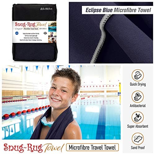 Snug Rug Microfibre Beach Towel Large 80 x 160cm – Super Absorbent Quick Drying Lightweight Sand Proof Beach Towels Eclipse Blue — view 3