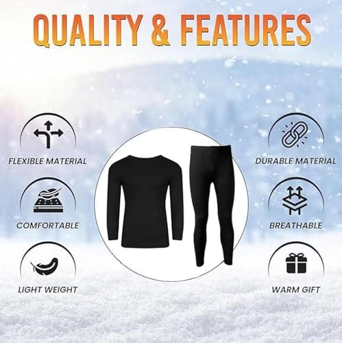 TT ThreadTrade Men's Thermal Underwear Set, Thermal Classic Fit Upper Top and Pajama Set, Full Sleeves Winter Wear Suit, Johns Warm Base layer, Thermal Set Vests, (Black- Full Sleeve Set, S) — view 6