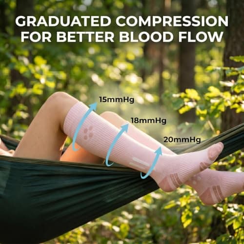 2Pair Cotton Compression Socks 15-20 mmhg, Cute Flight Stockings for Women, Travel Essentials for Flying, Nurses, Maternity and Running — view 3