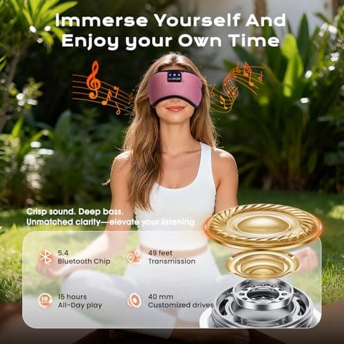 LC-dolida Bluetooth Eye Mask, Total Blackout Sleeping Headphones for Travel — view 3