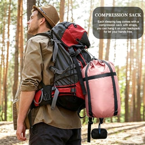 Double Sleeping Bag with 2 Pillows, Large Sleeping Bags for Adults and Kids — view 6
