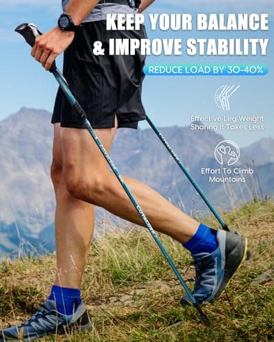covacure Walking Poles, 7075 Aluminum Tri-fold, Adjustable Height, 2PCS — view 2