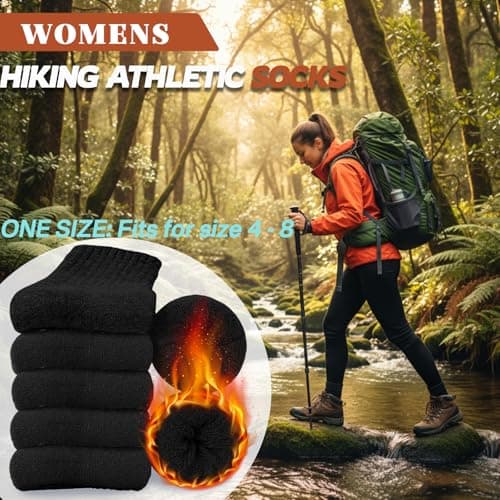 VoJoPi Women's Thermal Socks 5 Pairs Wool Winter Warm Hiking Socks, UK 4-8 — view 4