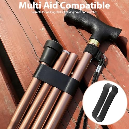 KOOLEVER 3 Pcs Walking Stick Strap Wrist Strap, Walking Stick Clip Holder for Mobility Aids, Black Fabric Walking Stick Accessories, Convenient for Folding Walking Sticks — view 5