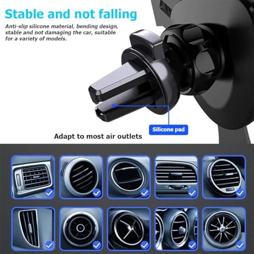 KANDUJIMU Car Phone Holder Mount, Air Vent Hands Free Clip Cradle Universal for Cellphone, Gravity Auto Lock and Thick Case Friendly, Compatible with iPhone 14 13 Pro Max S20 All Smartphones (Black) — view 3
