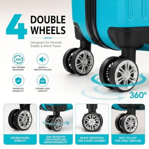 DK Luggage 28 Inch Large Hard Shell Suitcase 4 Wheel Spinner Checked Luggage, 23kg – 27kg Capacity ABS25 (Blue, 28" Large) — view 5
