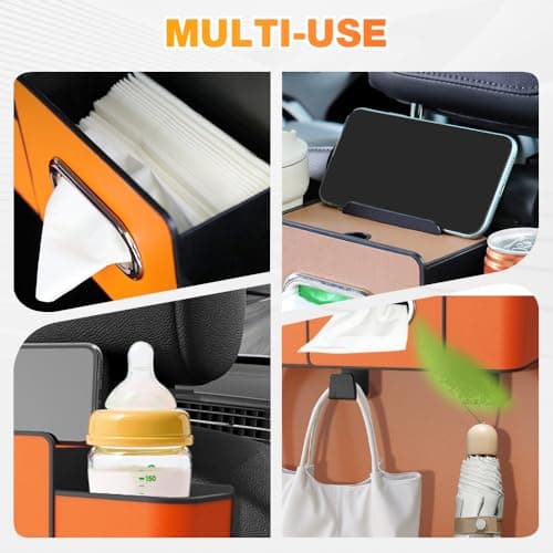 PUSKIU Car Organizer and Storage Box, Car Organizers and Storage Box for Back Seat, Car Organizer Back Seat for Daily Travel (Beige) — view 5