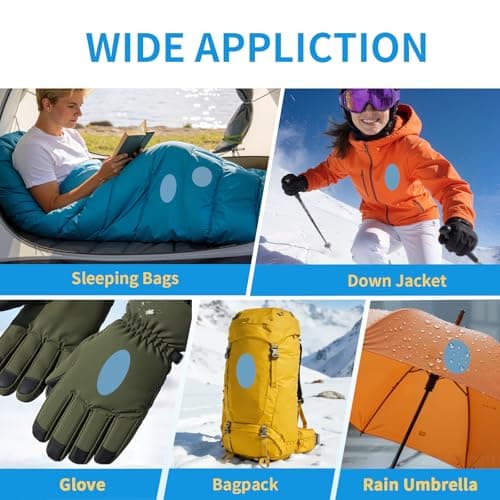 Skystuff 24PCS Self-Adhesive Nylon Repair Patches for Tent, Down Jacket, Clothing & Puffer Coat - Heavy Duty Waterproof Fabric Tape Repair Kit for Outdoor Gear, Sleeping Bag, Backpack, Sky Blue — view 5