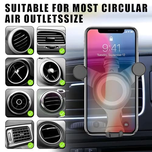 Car Phone Holder for Mercedes Benz C/E/S Mini Cooper Audi-TT Ford Jeep Adjustable Round Phone Car Vents Mount for All Circular Air Vents Compatible with iPhone 16/15/14 Pro Max Samsung Smartphone — view 4