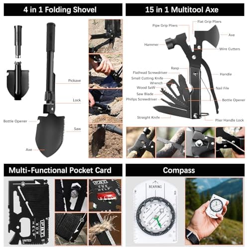 72 Pcs Outdoor Emergency Survival Kit with First Aid Set, Survival Gear with Rescue Blanket Compass Gifts for Men for Camping Adventure Walks — view 2