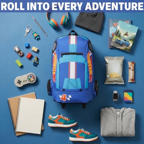 Get Trend Hot Wheels Boys 3D Trolley Bag, Backpack for Travel and School — view 6