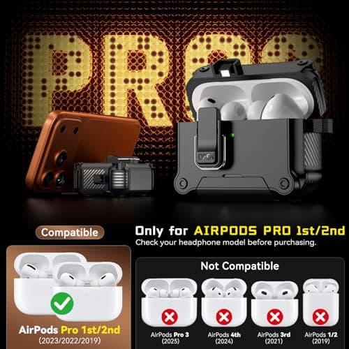 Inesore Dual-Lock Case Compatible with AirPods Pro 2nd/1st Gen (Black) — view 2