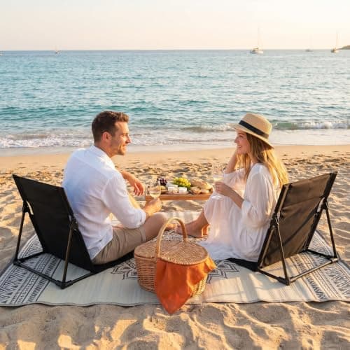 Yexati Folding Beach Seat, Beach Chairr, Lightweight Portable Camp Chair — view 2
