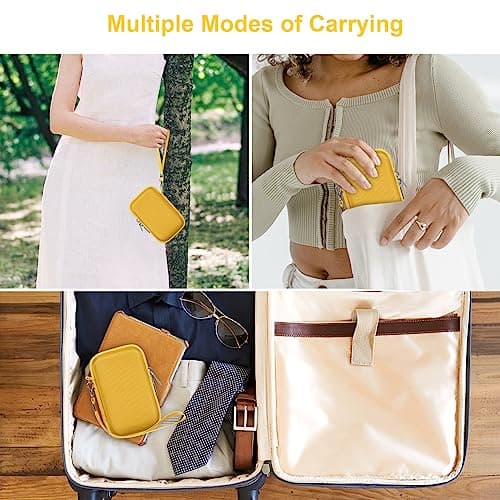 Canboc Carrying Travel Case for Kodak PIXPRO WPZ2 Rugged Waterproof Digital Camera, Underwater Photography Camera Bag, Zipper Mesh Pocket fits USB Cable, Battery, Adapter, Yellow (Case Only) — view 3