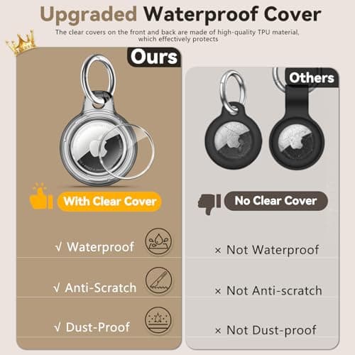 TNSNK for AirTag Holder Keyring, 2 Pack,Clear Black+White — view 3