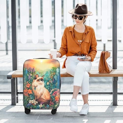 SICANAUO Luggage Covers, Personalised Suitcase Cover, Elastic Travel Suitcase Protector, Travel Trolley Case Protector, Anti-Scratch Luggage Storage Covers (Style 7, M (22-24 inch suitcase)) — view 6