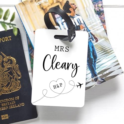 Pair of Personalised Wooden Luggage Tags, Custom Mr & Mrs Name Travel Gift — view 4