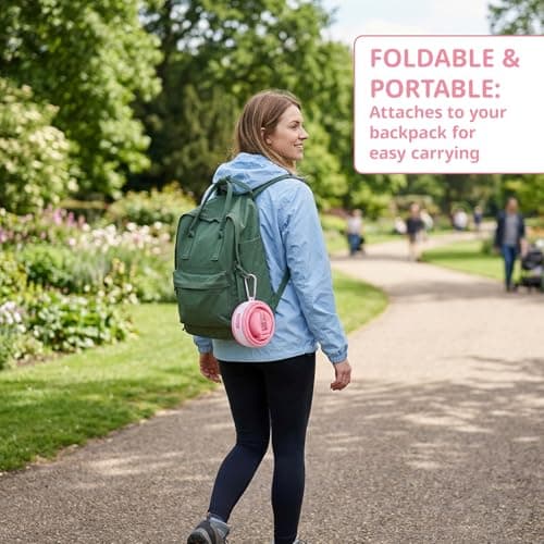 KSVFTB Collapsible Water Bottle, Pink Folding Water Bottle, Portable Silicone Water Bottle with 500ml Capacity for Gym Hiking Camping Cycling Outdoor Hydration — view 5