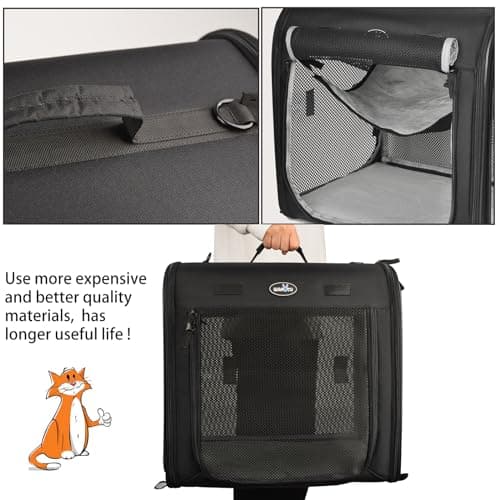 Wakytu Foldable Cat Carrier 89x35x43cm for 2 Cats, 2 in 1 Pet Carrier and Car Seat Secure and Ventilated for Car Travel Vet Suitable for Small Dogs and Cats — view 2