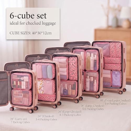 6pcs Foldable Large Packing Cubes, Travel Suitcases Organiser — view 3