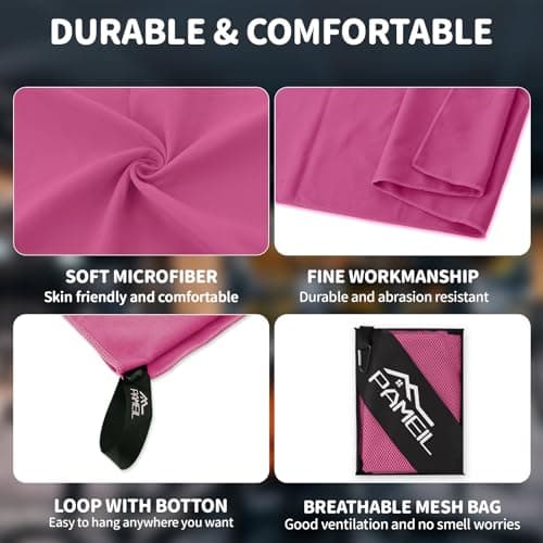 Pameil Microfibre Towel,3 Set(80 x 40cm x2 +160 x 80cm) Large Microfibre,Quick Dry Towel,Gym Workout Travel Swimming Beach Camp Outdoor Hiking (Rose Red) — view 5