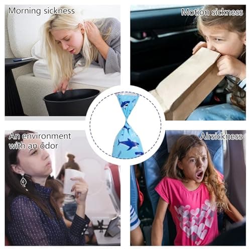 50Pcs Sick Bags with Cartoon Pattern, Disposable Vomit Bags for Travel, Leakproof Sickness Bags Barf Bags for Nausea and Vomiting for Children and Adults, Sky Blue Shark — view 4