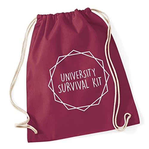 Hippowarehouse University Survival Kit Drawstring Cotton School Gym Bag 37cm x 46cm, 12 litres