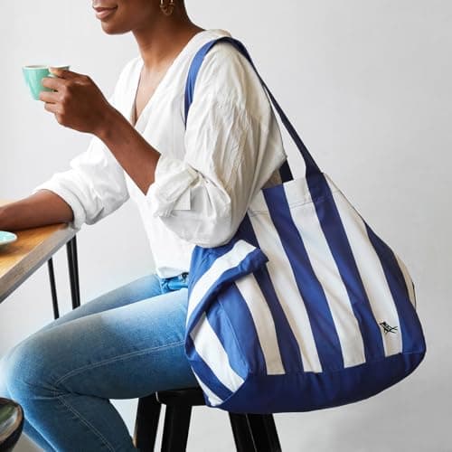 Dock & Bay Everyday Beach Tote Bag - Reusable Beach Handbag & Shopping Carrier - Cabana - Whitsunday Blue — view 3