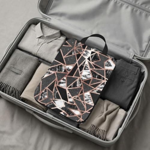 Rose Gold Marble Compression Packing Cubes 4 Set,Travel Luggage Organizers With Smooth Dual Zippers,Water-Resistant Suitcase Storage Bags — view 6